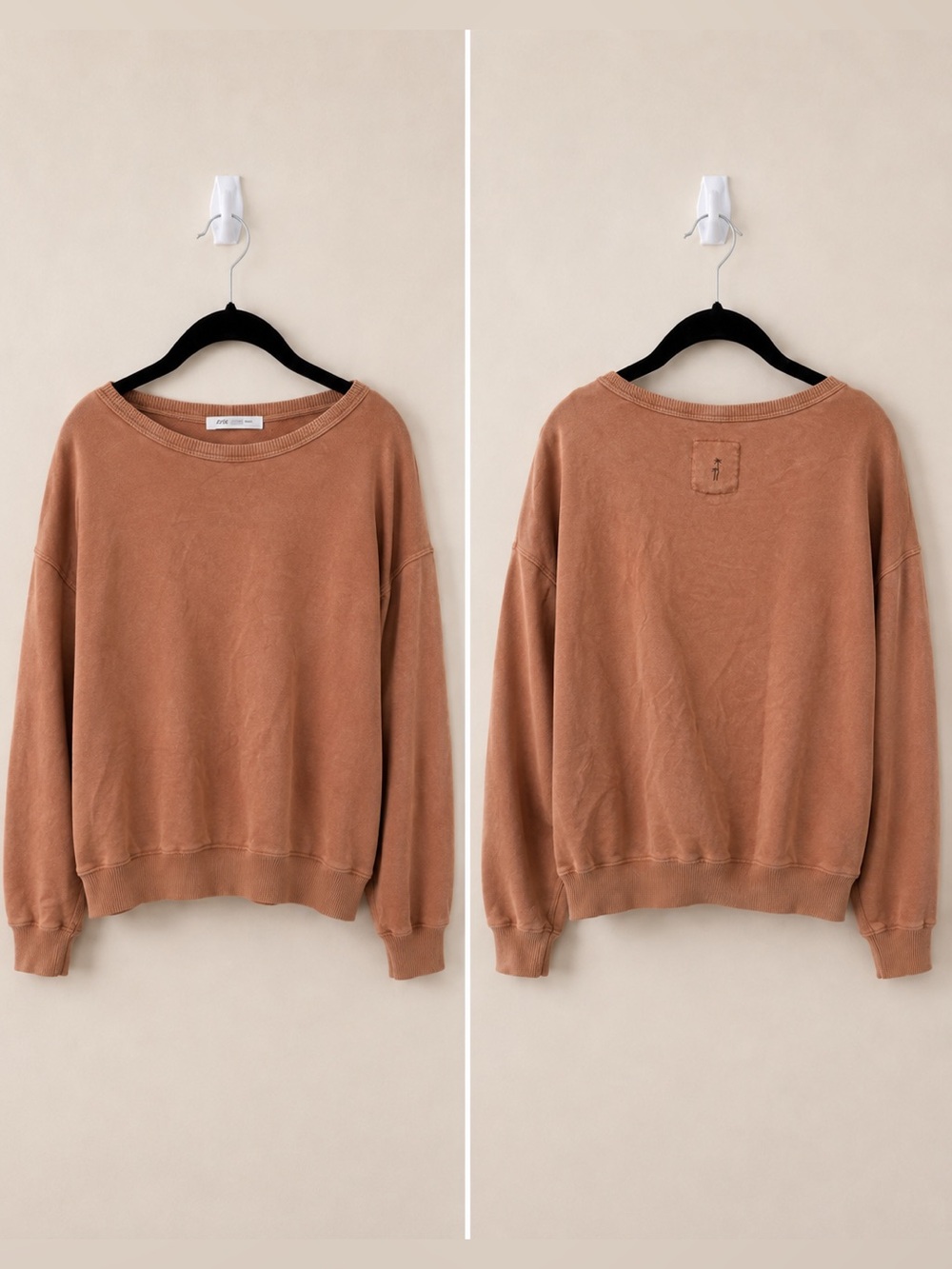 Aerie Brown Oversized Crewneck Sweatshirt XS/S Washed Fleece Pullover